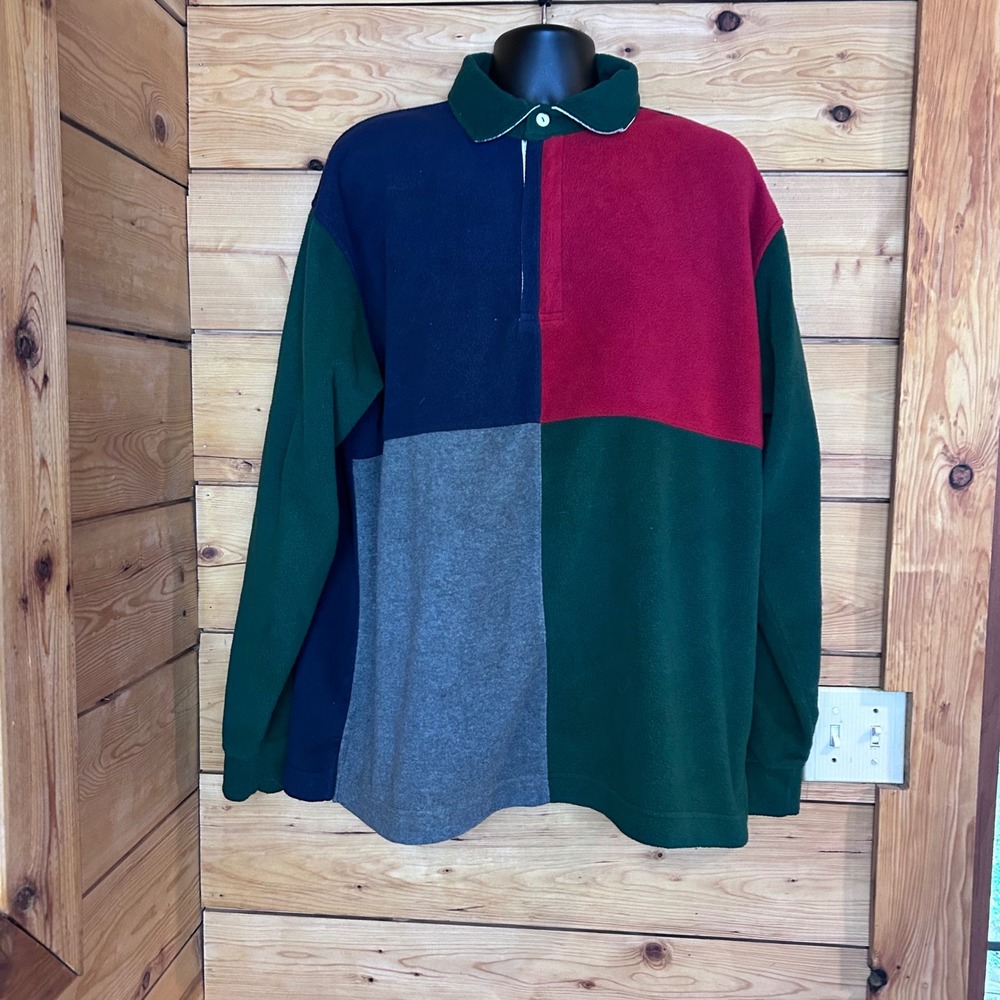 Vintage Colorblock Fleece Rugby Shirt Unisex XLarge Primary Christopher Rand